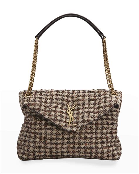 ysl puffer houndstooth tweed shoulder bag|SAINT LAURENT Puffer medium quilted leather .